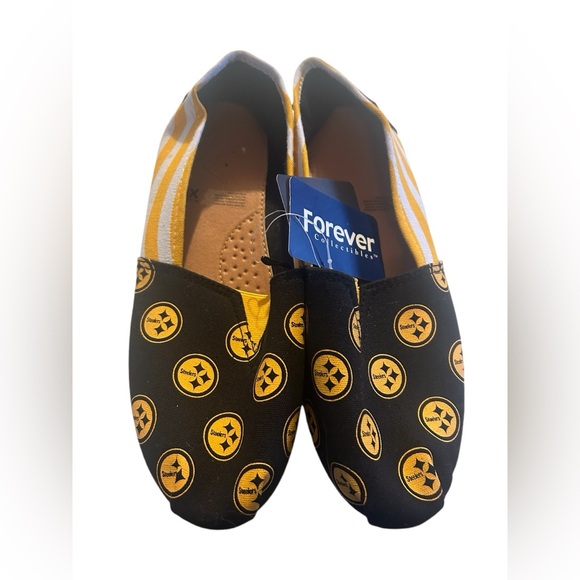 PITTSBURGH STEELERS NFL WOMENS STRIPE CANVAS SHOES XL-11 - Picture 1 of 6